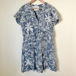 Vintage 60's Ruth Clarage Handprinted Tropical Safari Printed Romper Size Large